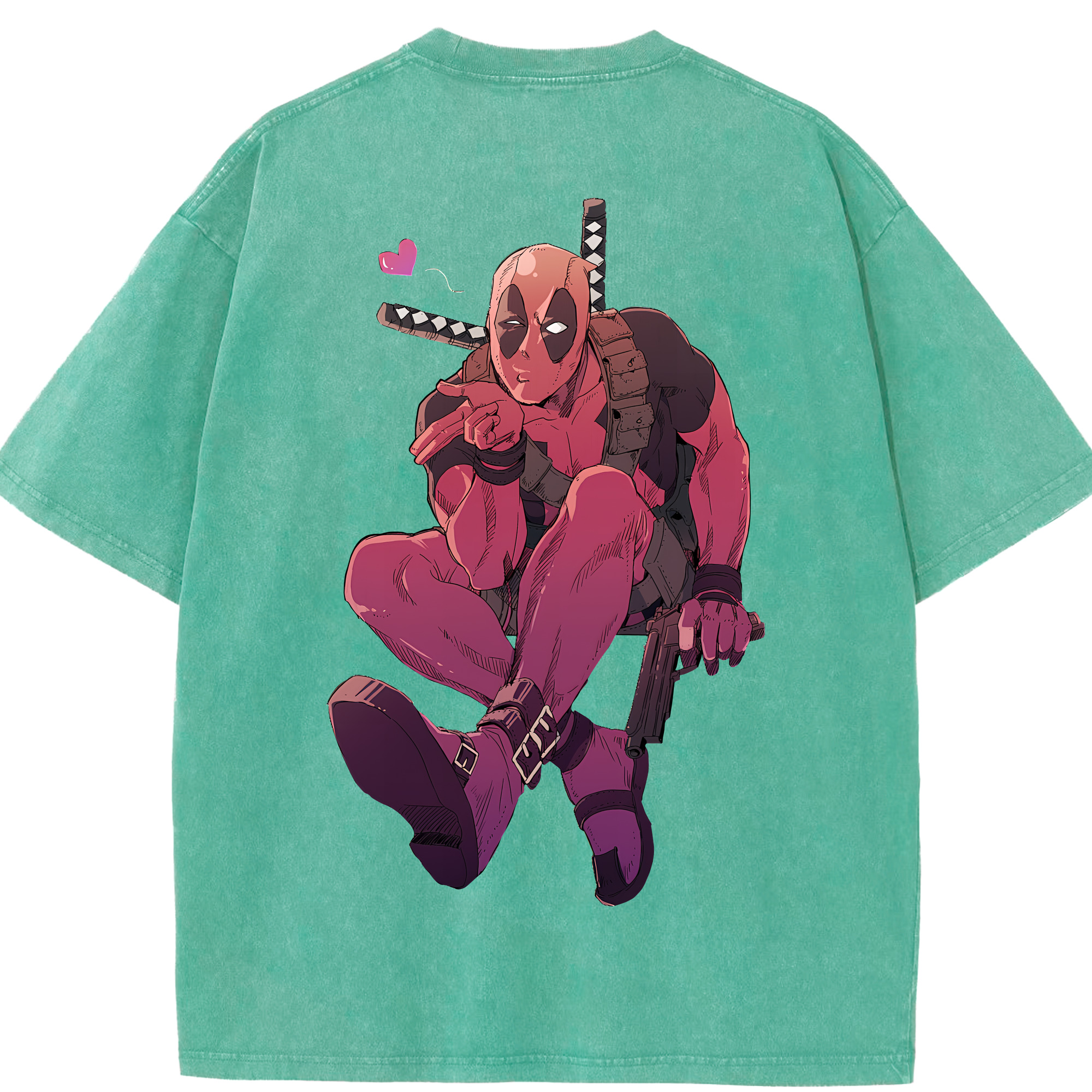 （画像用） Deadpool デッドプール 綿100% ヴィンテージ風 半袖Tシャツ（背面プリント）